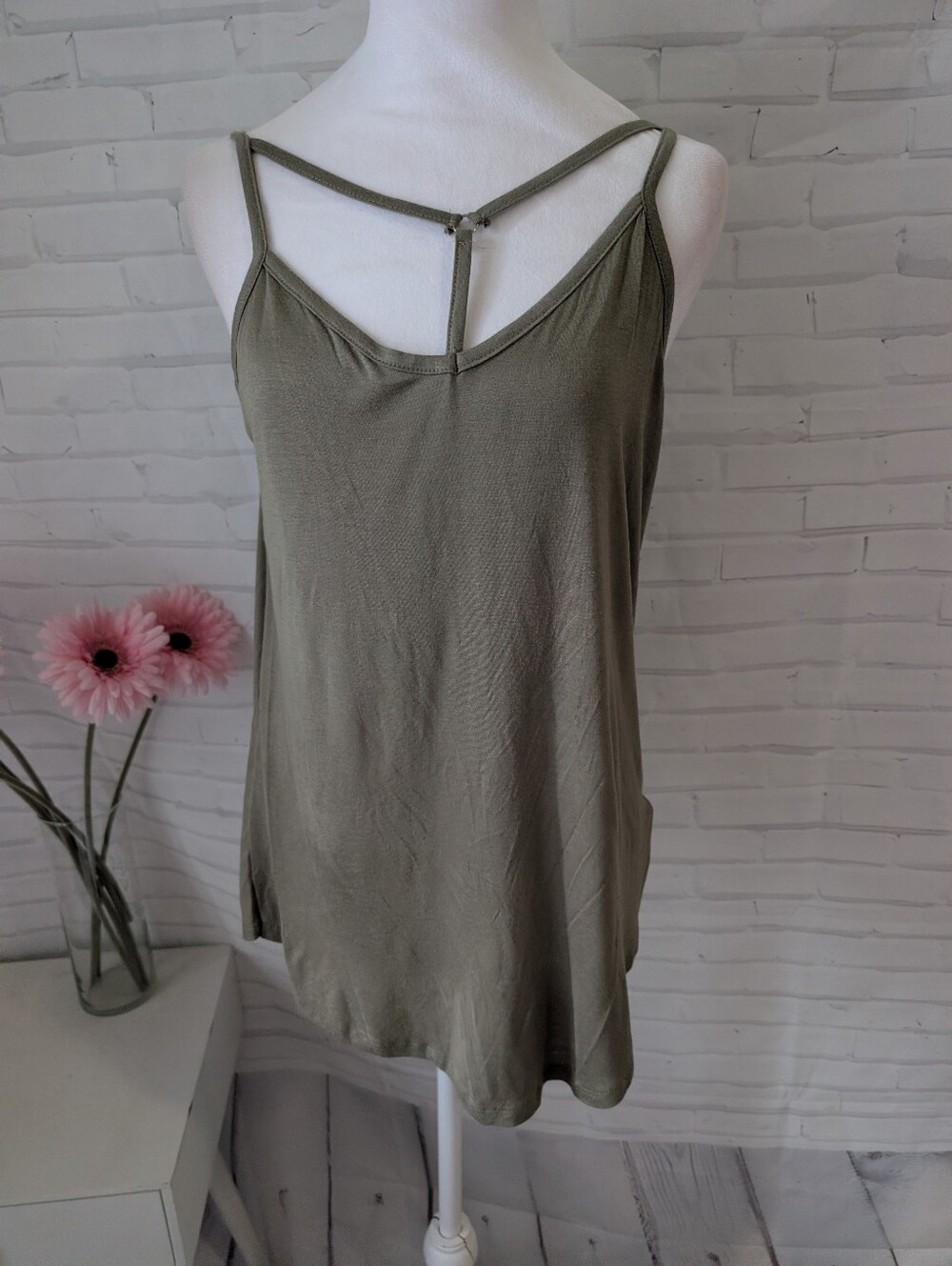 Bozzolo Olive Green Strappy Women's Tank Top